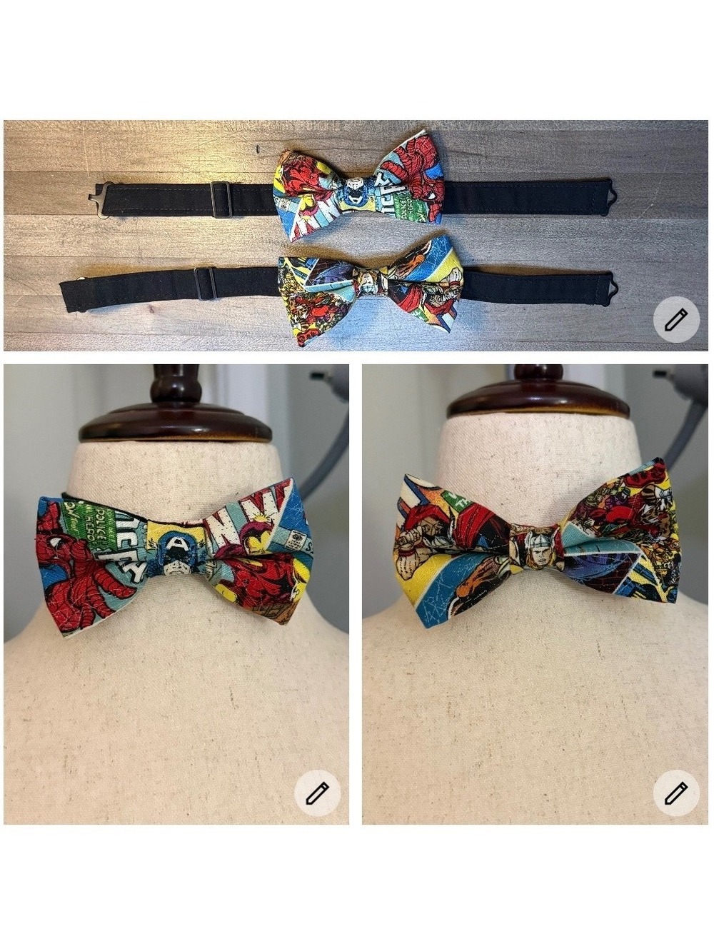 Boys Marvel Superhero Bow Tie Set of 2 Adjustable Captain America (be1/30